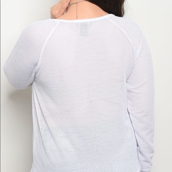 Deb mesh top white blue trim plus Sz 1x 2x 3x 3/25 - Picture 2 of 6